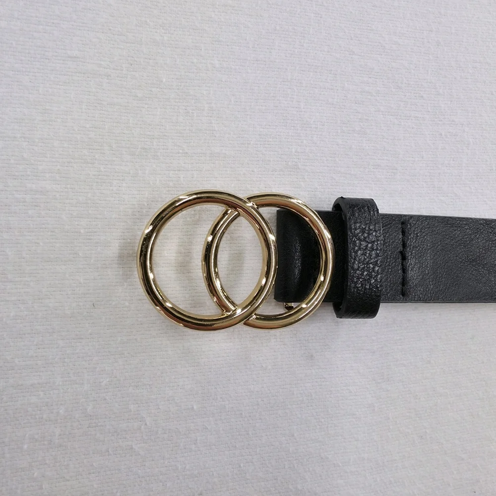 Minimalist ALDO Lilywynd Black Double Ring Belt Women’s Small 29-33in Gold...